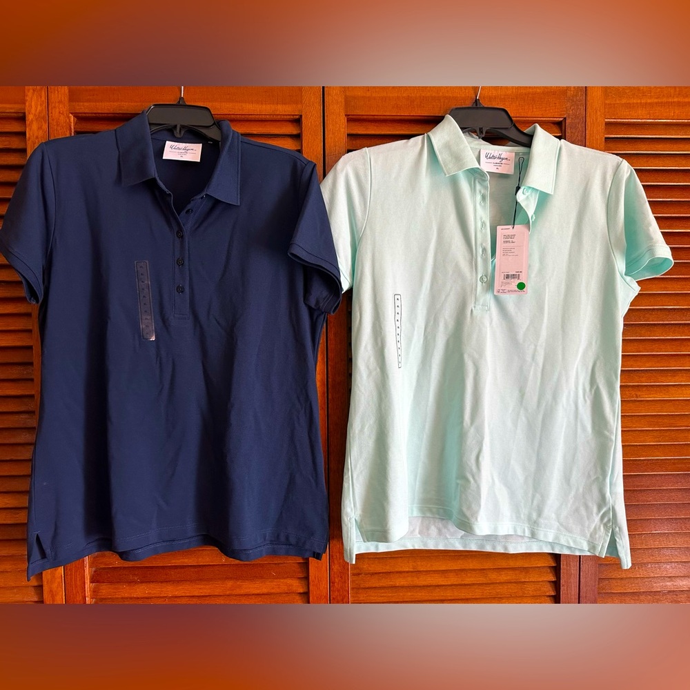 Walter Hagen Clubhouse Navy and Mint Green Polo Shirts - two pack